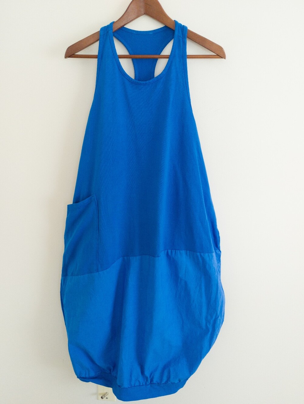 Made in Italy Royal Blue Lagenlook Racerback Bubble Hem Tank Dress One Size